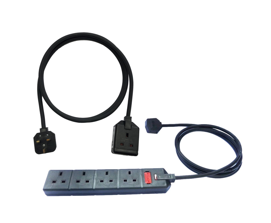 13A single and 4 gang socket generator extension leads home power cut