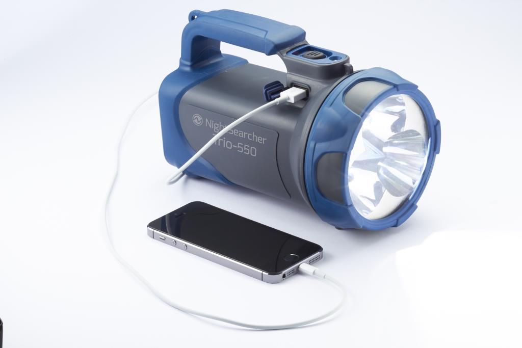 Nightsearcher Trio500 Professional Torch with USB phone charger ideal for power cuts